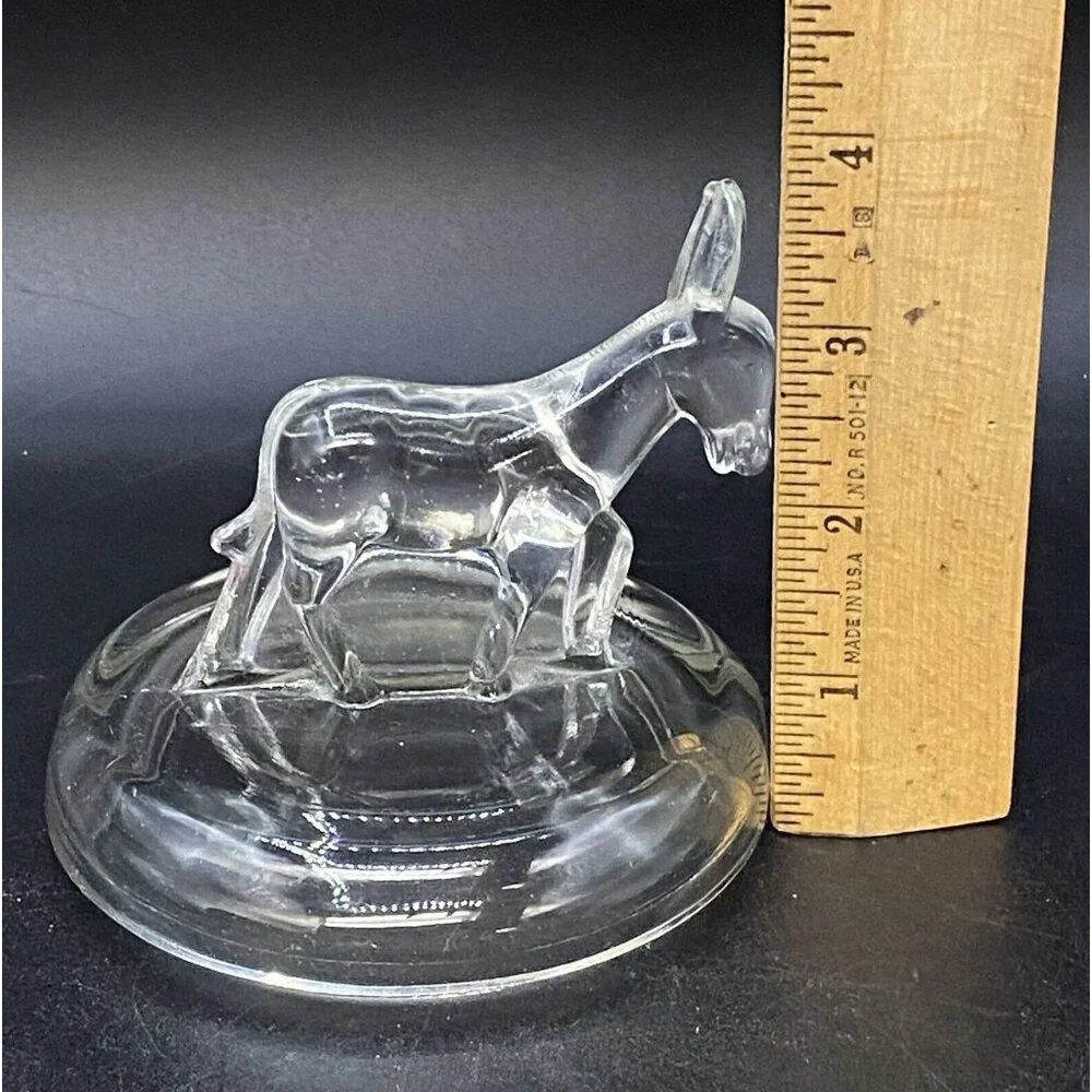 Jeanette Clear Glass Donkey Trinket Dish Lid only Vintage - Picture 4 of 7